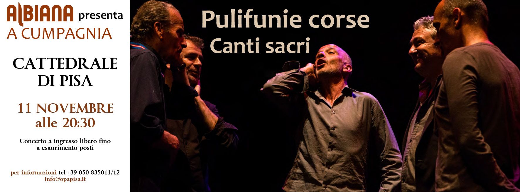 PULIFUNIE CORSE: 11 NOVEMBRE CANTI SACRI IN CATTEDRALE A PISA